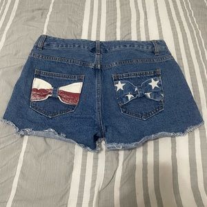 Refuge Denim Shorts, Size 8, Bow Details on Back Pockets